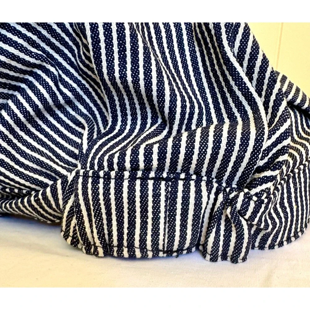 Kids Railroad Engineer Hat Blue White Hickory Stripe Conductor Cap Elastic Back
